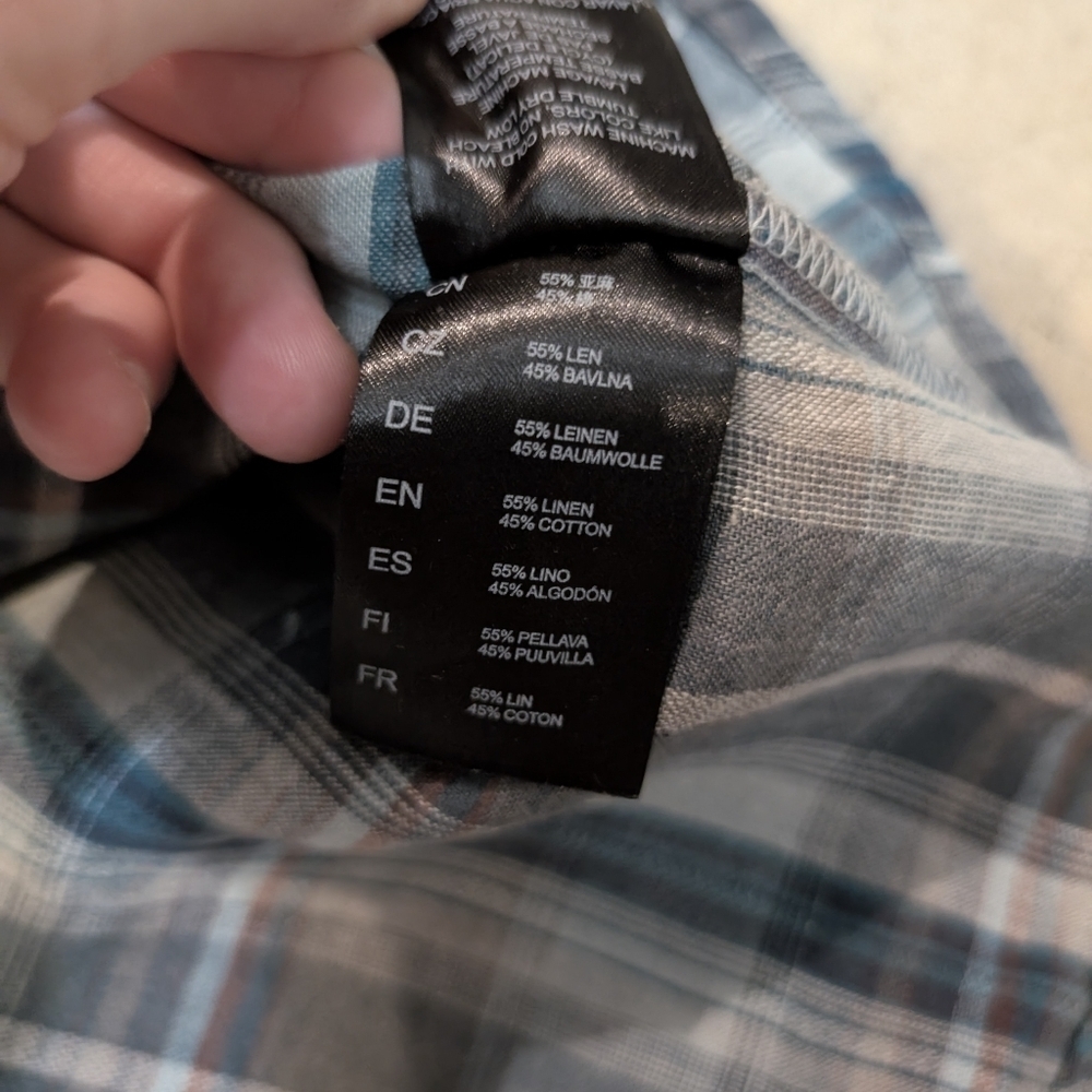 Kuhl Stealth Short Sleeve Shirt Mens L Linen Blend Striped Blue/Gray - Picture 5 of 7